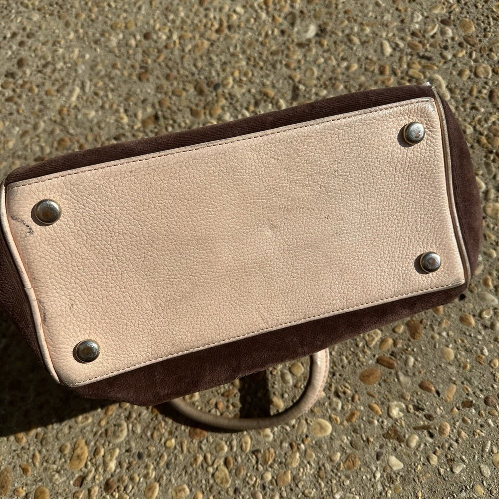 JUICY COUTURE Brown‎ Brown Pink Velvet  Bowling Bag La Couture Y2K Vintage Queen - Picture 14 of 16